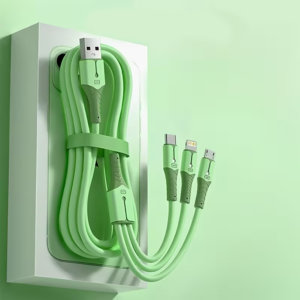 3 in 1 66W USB C Fast Charging Cable in Mint Green